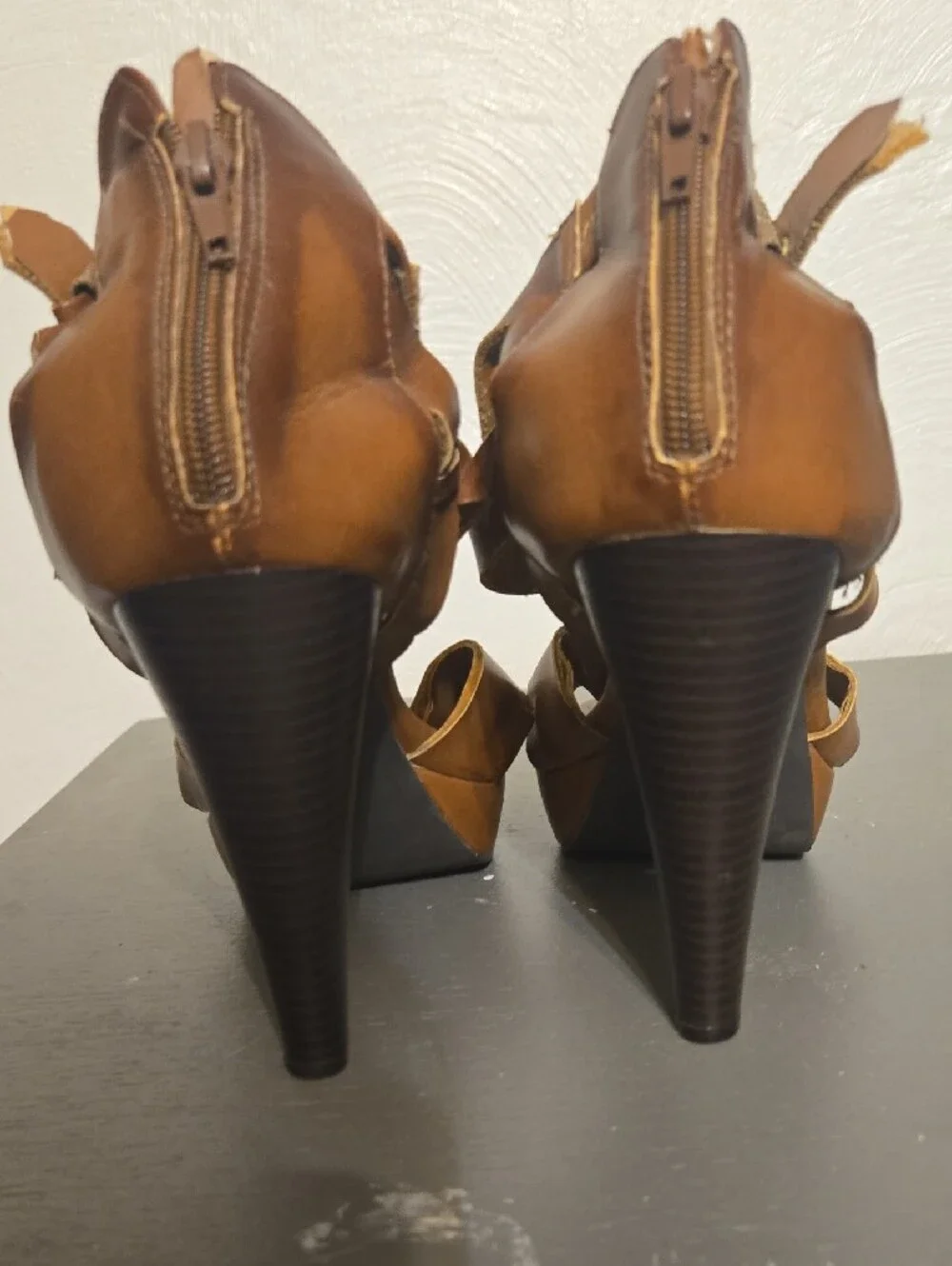 Guess Cognac Brown Strappy High Heel Sandals
